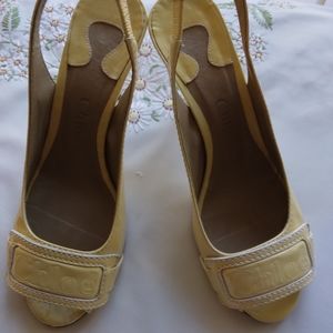 Chloe Yellow Sling back heels Size 5.5